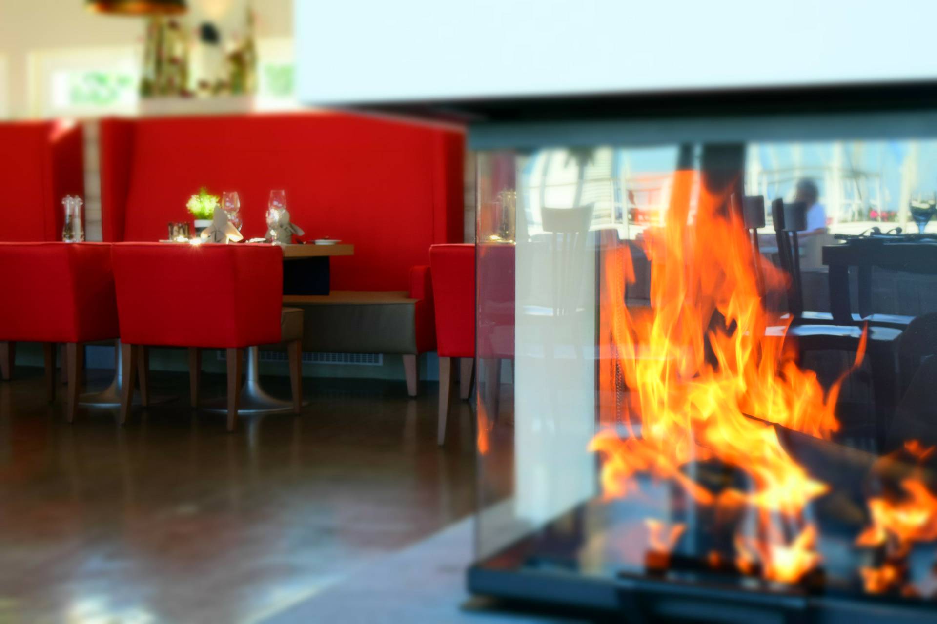 Kamin im Restaurant Steghouse Marina Kröslin