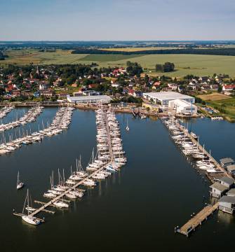 Panoramablick über den Yachthafen Marina Kröslin